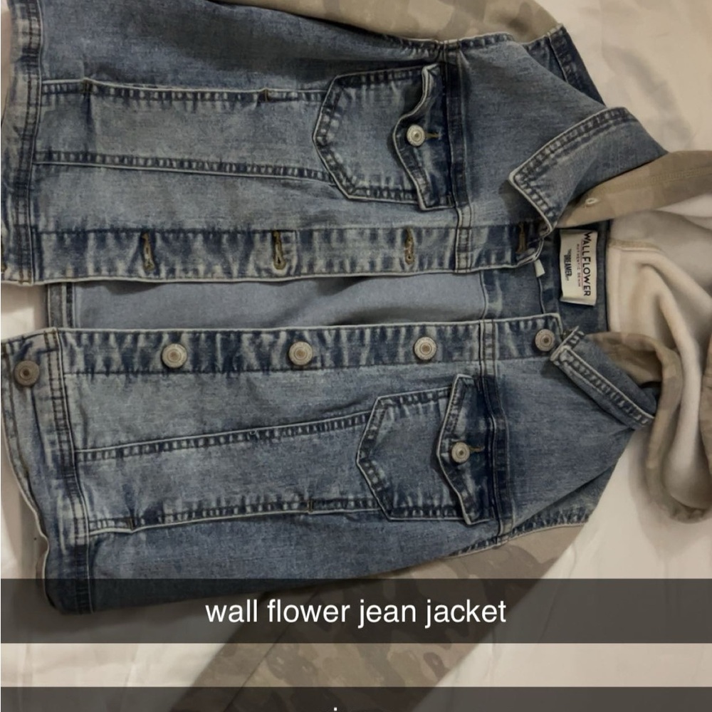 Wallflower Blue Denim Jacket with Beige Hoodie